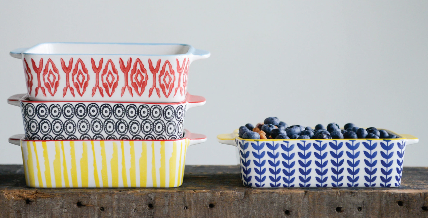 Hand Stamped Stoneware Baker