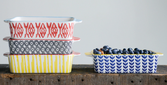 Hand Stamped Stoneware Baker