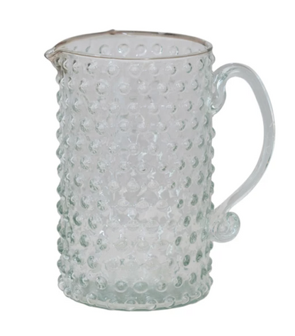 Handblown Glass Hobnail Pitcher