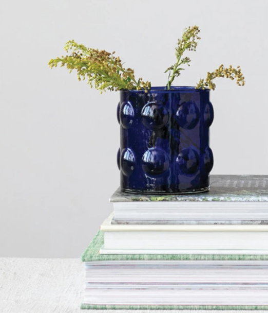 Raised Dot Glass Votive Holder