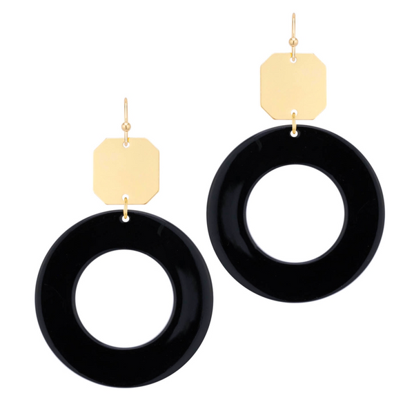 Acrylic & Gold Circle Earrings
