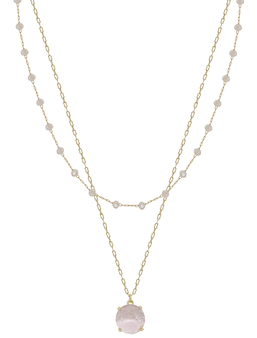 Crystal Chain Layered with Crystal Stone Necklace