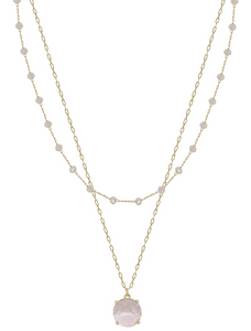 Crystal Chain Layered with Crystal Stone Necklace