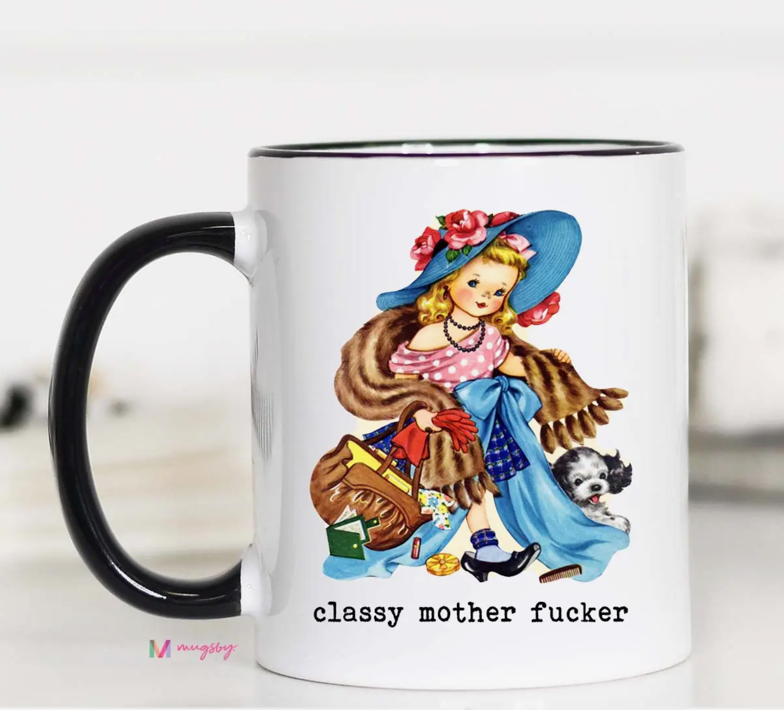 Black Handle Coffee Mug
