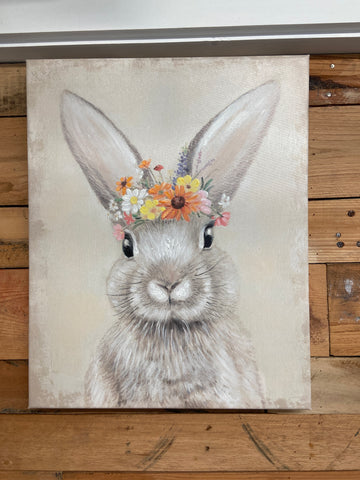 Bunny with Flower Crown Canvas